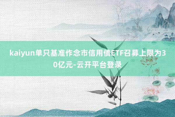 kaiyun单只基准作念市信用债ETF召募上限为30亿元-云开平台登录