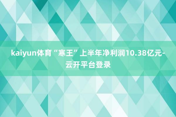 kaiyun体育“寒王”上半年净利润10.38亿元-云开平台登录