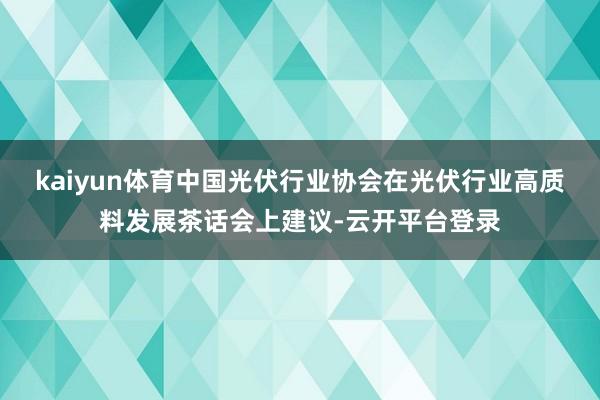 kaiyun体育中国光伏行业协会在光伏行业高质料发展茶话会上建议-云开平台登录